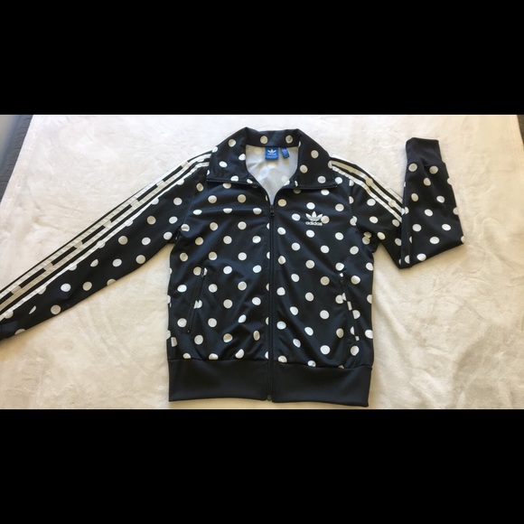 black and white polka dot adidas jacket